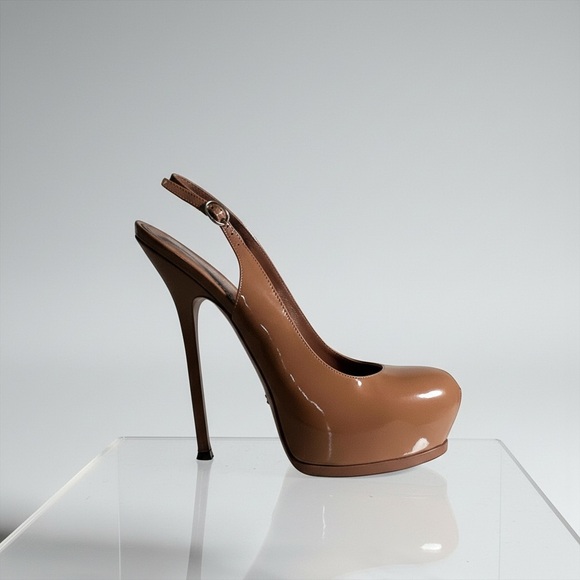 YSL SAINT LAURENT Rive Gauche Tribtoo105 Slingback Soft Nude/EU 40 US 10 BNIB - Picture 1 of 16